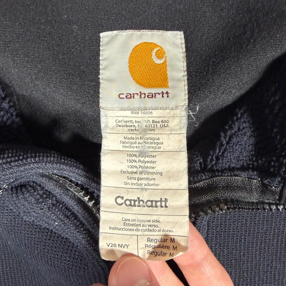 Carhartt V28 NVY Fleece Lined Vest Mens Medium Navy Blue Full Zip Workwear